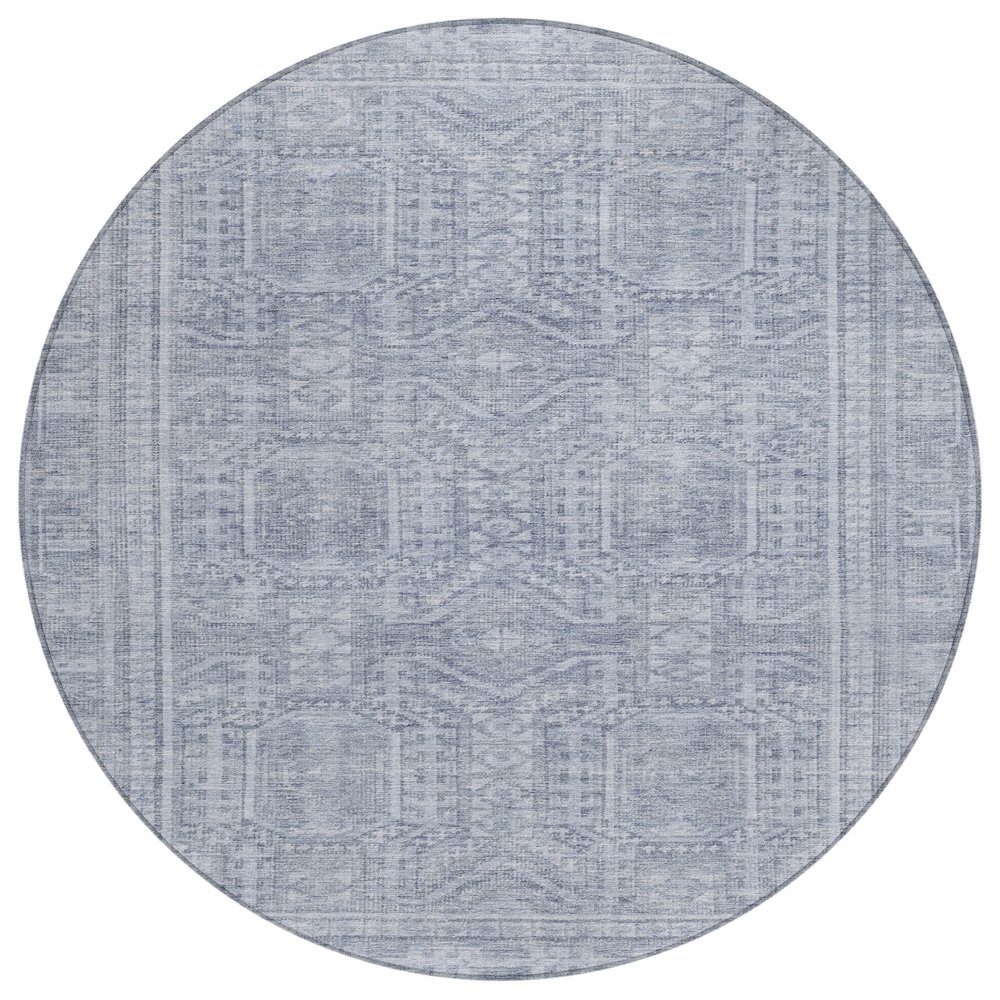 Machine Washable Indoor/Outdoor Chantille Sky 8' x 8' Round Rug. Picture 1