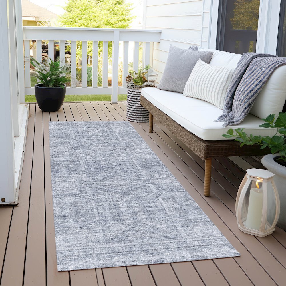 Machine Washable Indoor/Outdoor Chantille Sky 2'3" x 7'6" Runner Rug. Picture 6