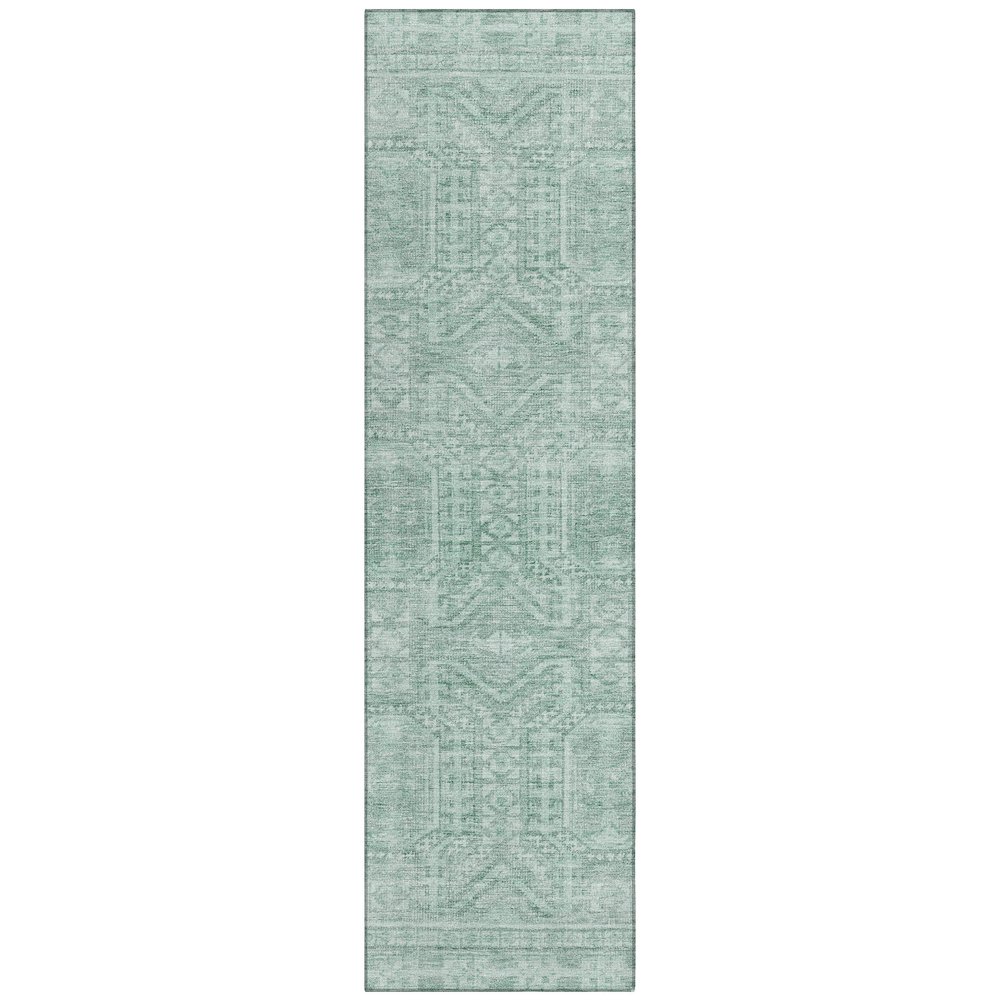 Machine Washable Indoor/Outdoor Chantille Teal 2'3" x 7'6" Runner Rug. Picture 1
