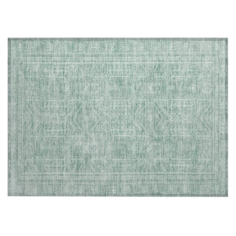 Machine Washable Indoor/Outdoor Chantille Teal 1'8" x 2'6" Rug. Picture 1