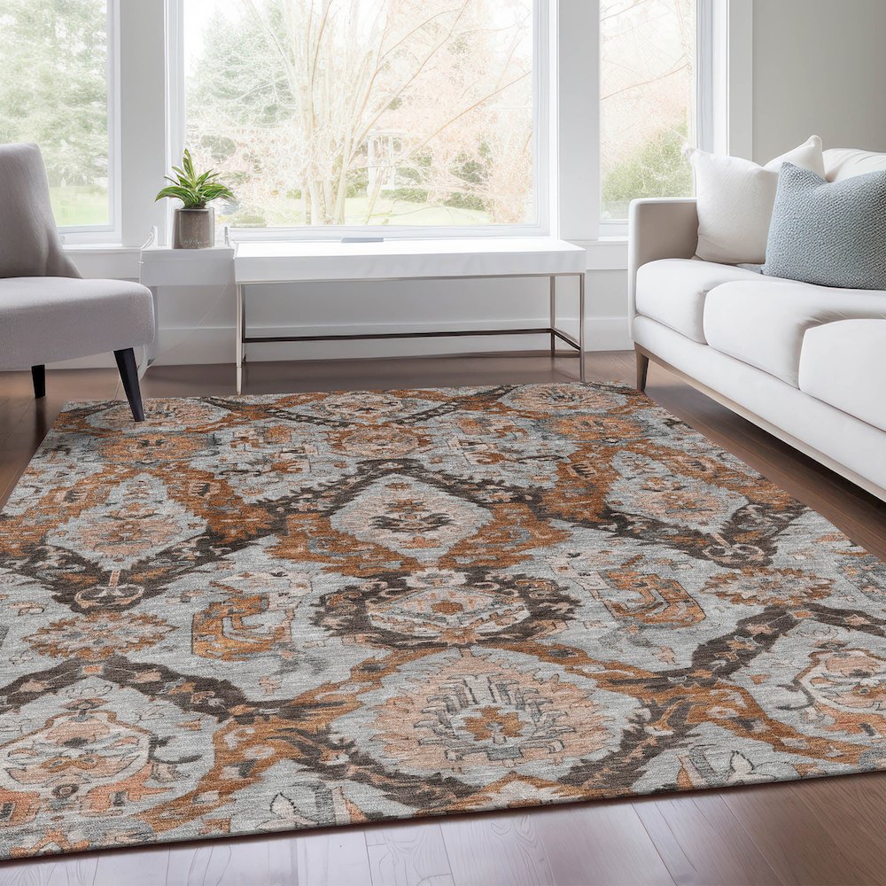 Machine Washable Indoor/Outdoor Chantille Paprika 2'6" x 3'10" Rug. Picture 6
