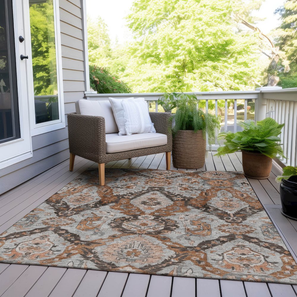 Machine Washable Indoor/Outdoor Chantille Paprika 2'6" x 3'10" Rug. Picture 8