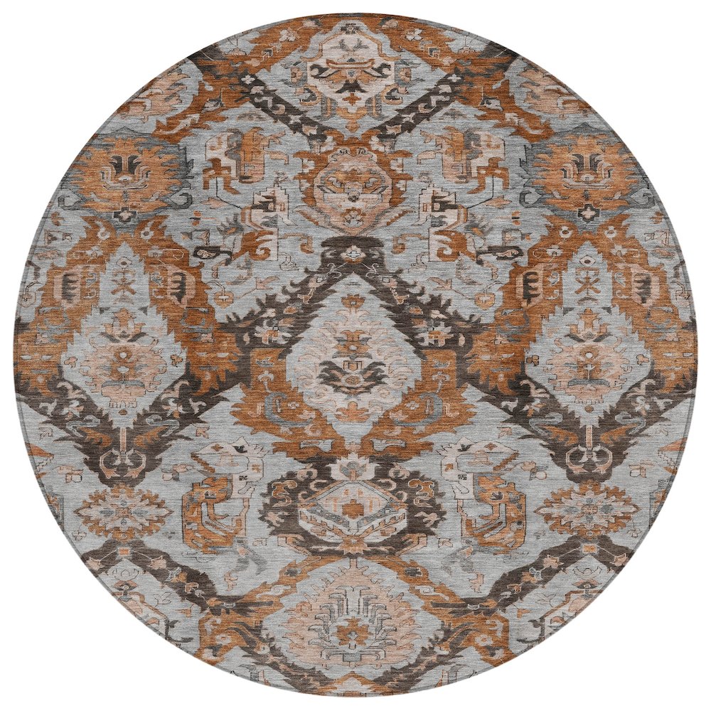 Machine Washable Indoor/Outdoor Chantille Paprika 8' x 8' Round Rug. Picture 1