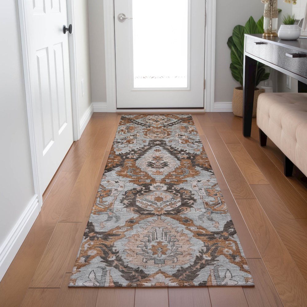 Machine Washable Indoor/Outdoor Chantille Paprika 2'3" x 7'6" Runner Rug. Picture 5