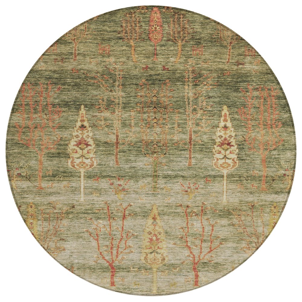 Machine Washable Indoor/Outdoor Chantille Aloe 8' x 8' Round Rug. Picture 1