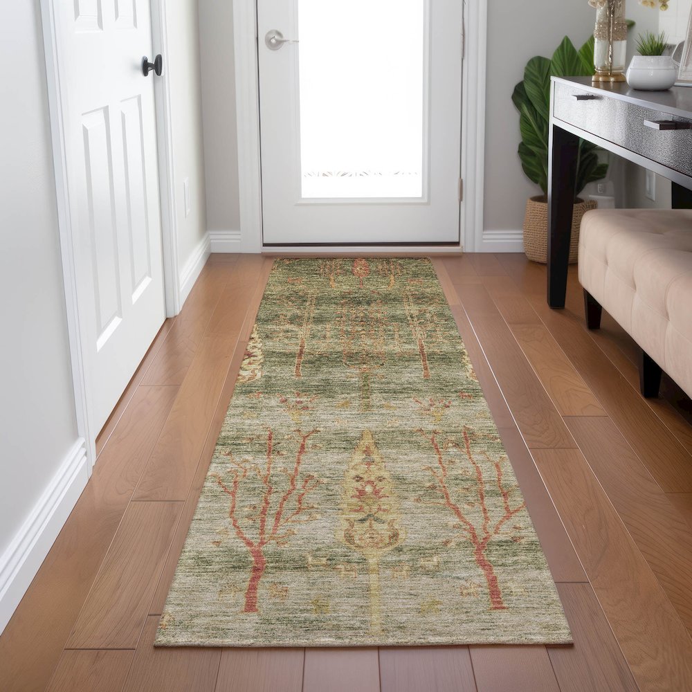 Machine Washable Indoor/Outdoor Chantille Aloe 2'3" x 7'6" Runner Rug. Picture 5