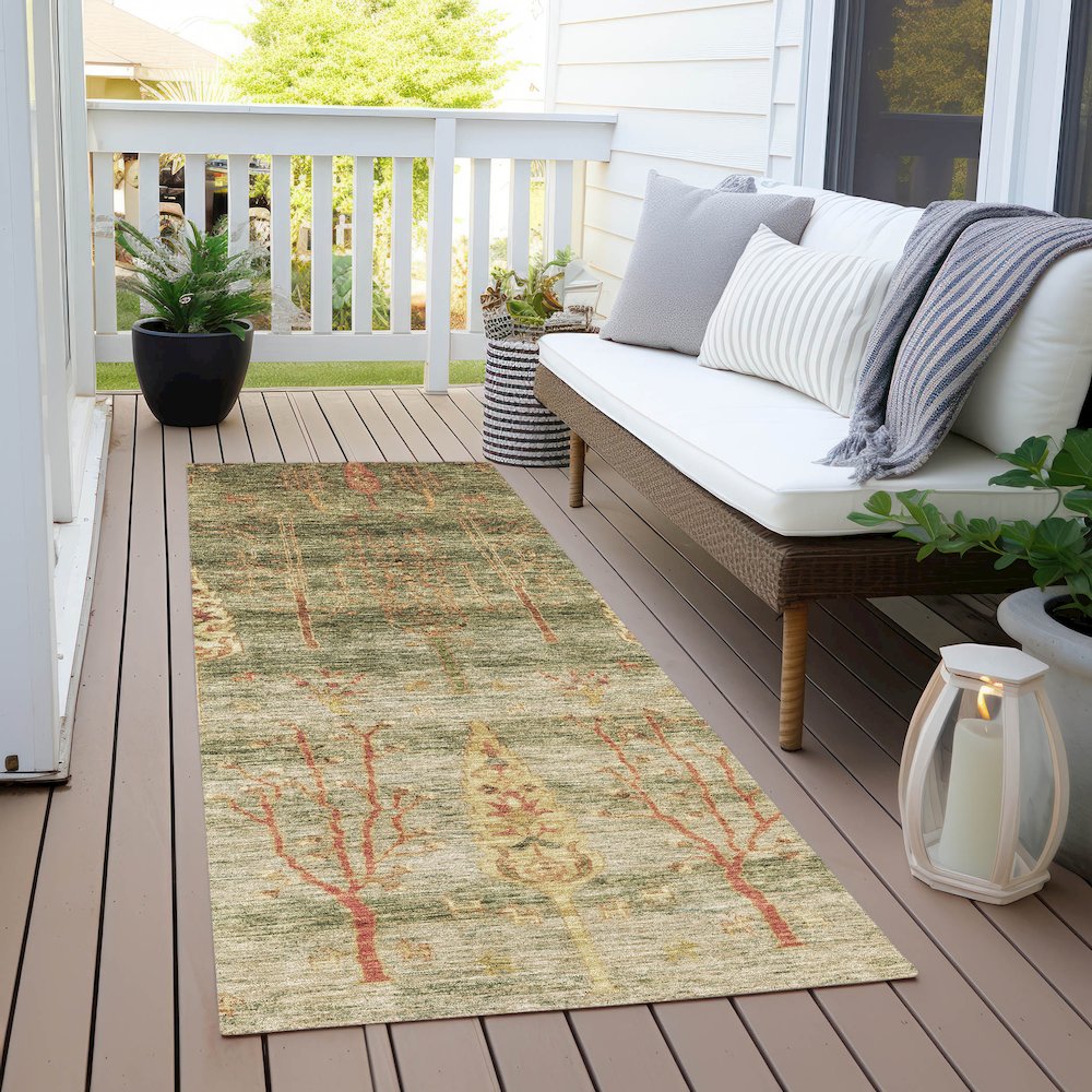 Machine Washable Indoor/Outdoor Chantille Aloe 2'3" x 7'6" Runner Rug. Picture 6
