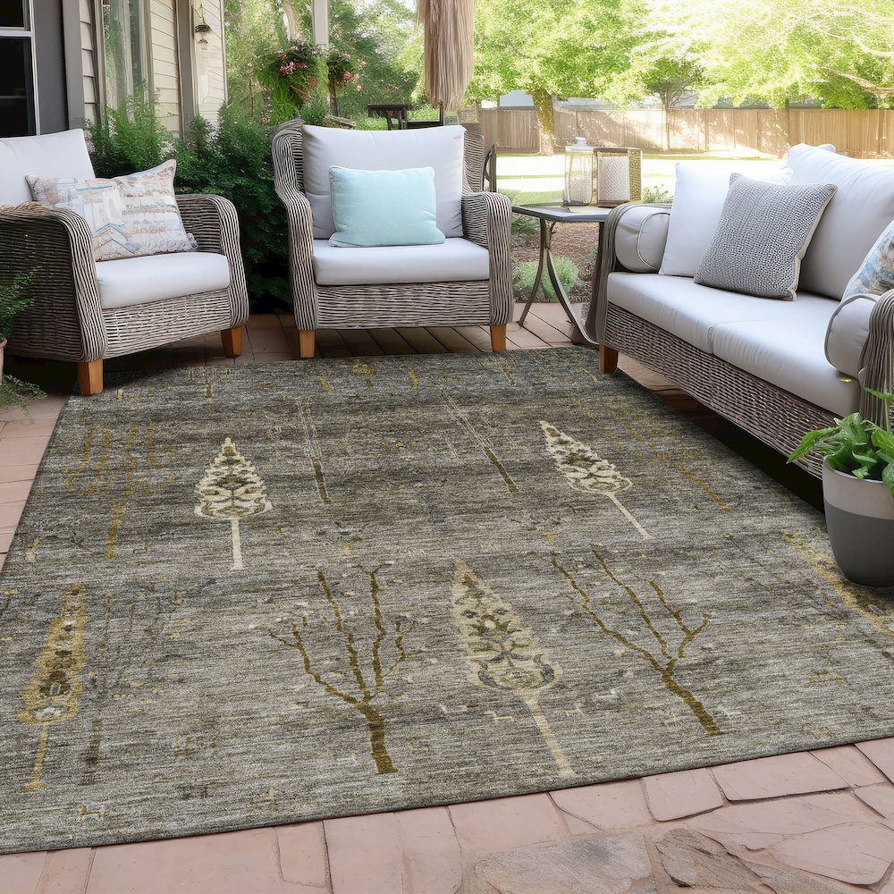 Machine Washable Indoor/Outdoor Chantille Pewter 2'6" x 3'10" Rug. Picture 7