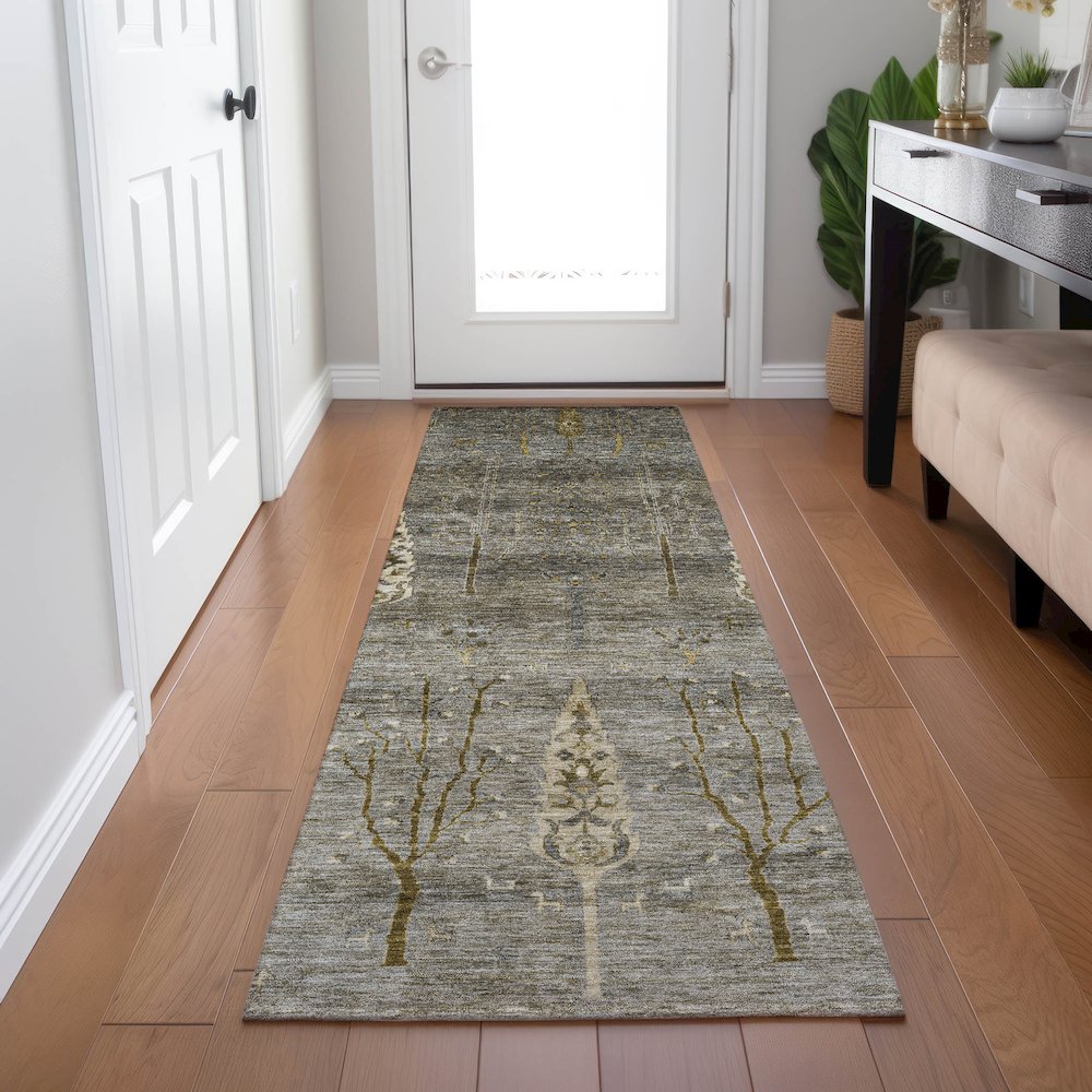 Machine Washable Indoor/Outdoor Chantille Pewter 2'3" x 7'6" Runner Rug. Picture 5