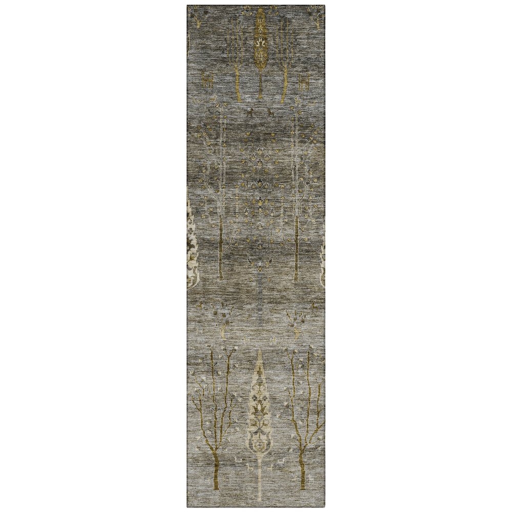 Machine Washable Indoor/Outdoor Chantille Pewter 2'3" x 7'6" Runner Rug. Picture 1