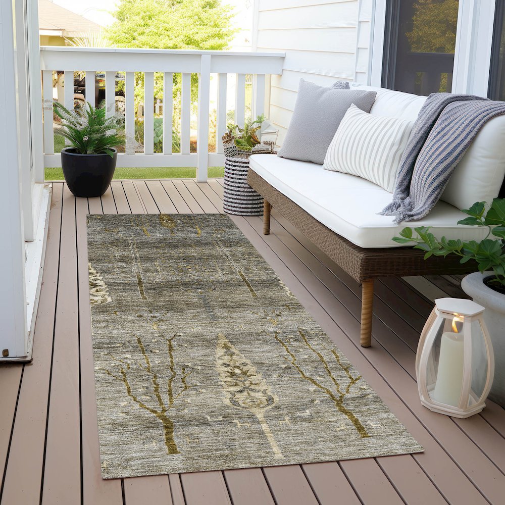 Machine Washable Indoor/Outdoor Chantille Pewter 2'3" x 7'6" Runner Rug. Picture 6