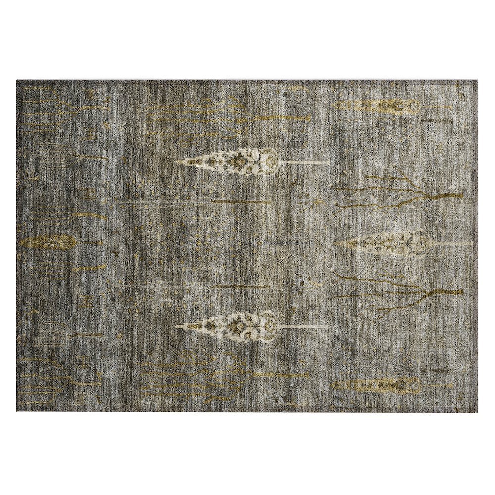 Machine Washable Indoor/Outdoor Chantille Pewter 1'8" x 2'6" Rug. Picture 1