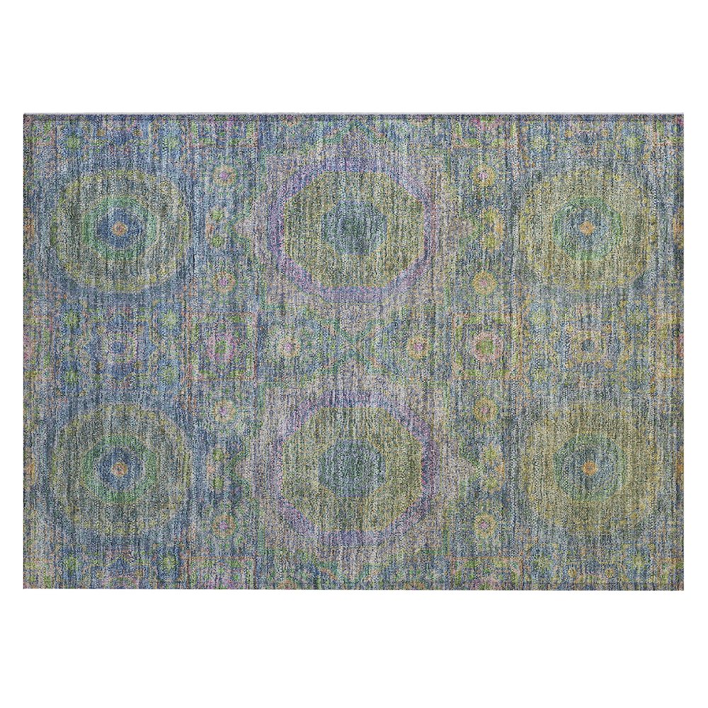 Machine Washable Indoor/Outdoor Chantille Blue 1'8" x 2'6" Rug. Picture 1
