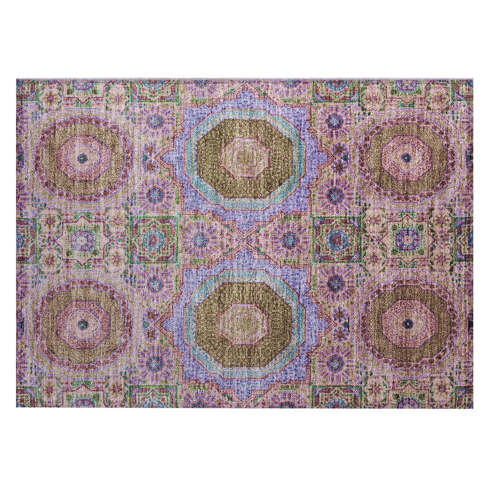Machine Washable Indoor/Outdoor Chantille Pink 1'8" x 2'6" Rug. Picture 1