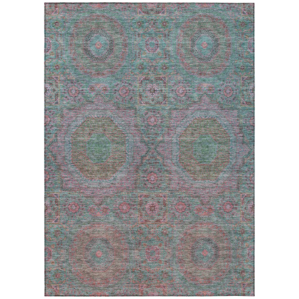 Machine Washable Indoor/Outdoor Chantille Teal 2'6" x 3'10" Rug. Picture 1