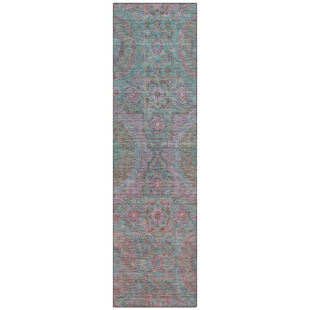 Machine Washable Indoor/Outdoor Chantille Teal 2'3" x 7'6" Runner Rug. Picture 1