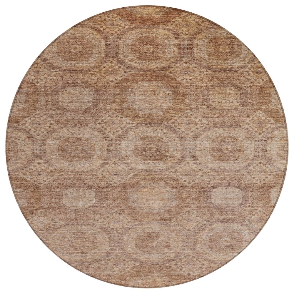 Machine Washable Indoor/Outdoor Chantille Copper 8' x 8' Round Rug. Picture 1