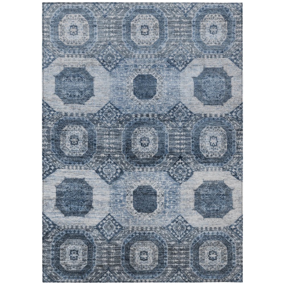 Machine Washable Indoor/Outdoor Chantille Blue 2'6" x 3'10" Rug. Picture 1