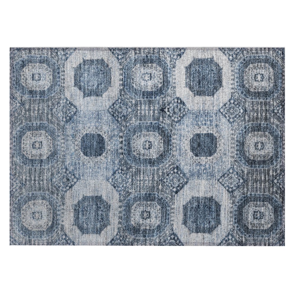 Machine Washable Indoor/Outdoor Chantille Blue 1'8" x 2'6" Rug. Picture 1