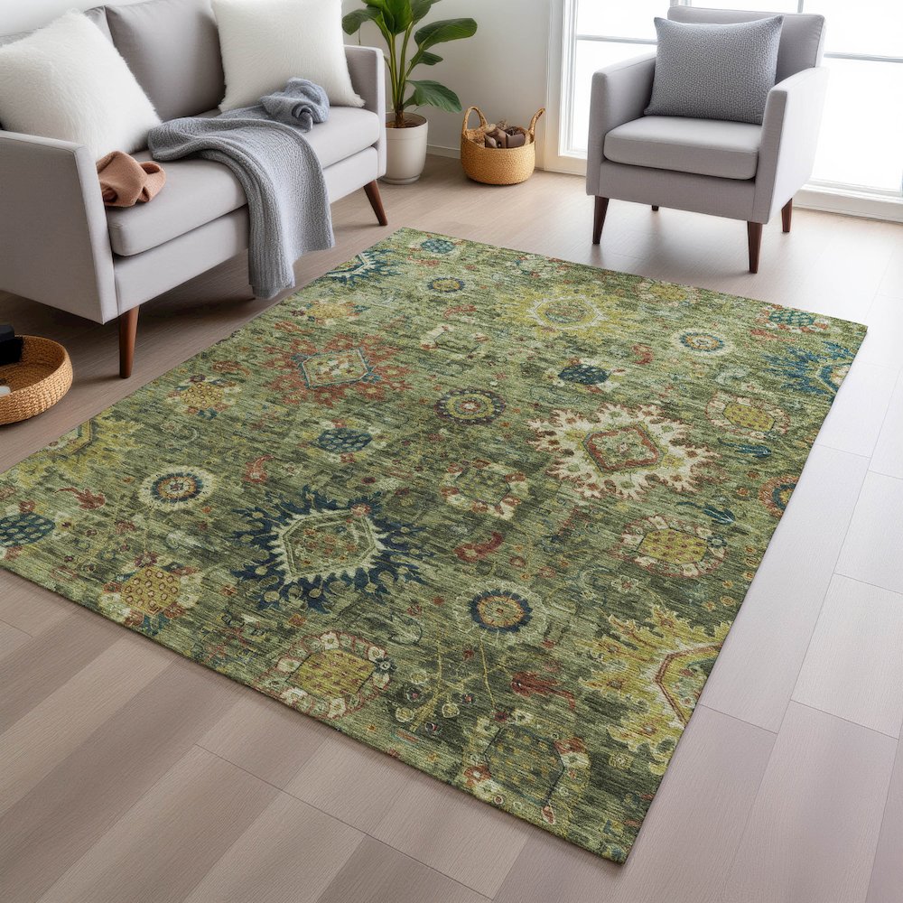 Machine Washable Indoor/Outdoor Chantille Aloe 2'6" x 3'10" Rug. Picture 5
