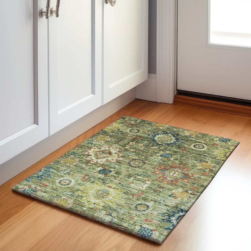Machine Washable Indoor/Outdoor Chantille Aloe 1'8" x 2'6" Rug. Picture 5