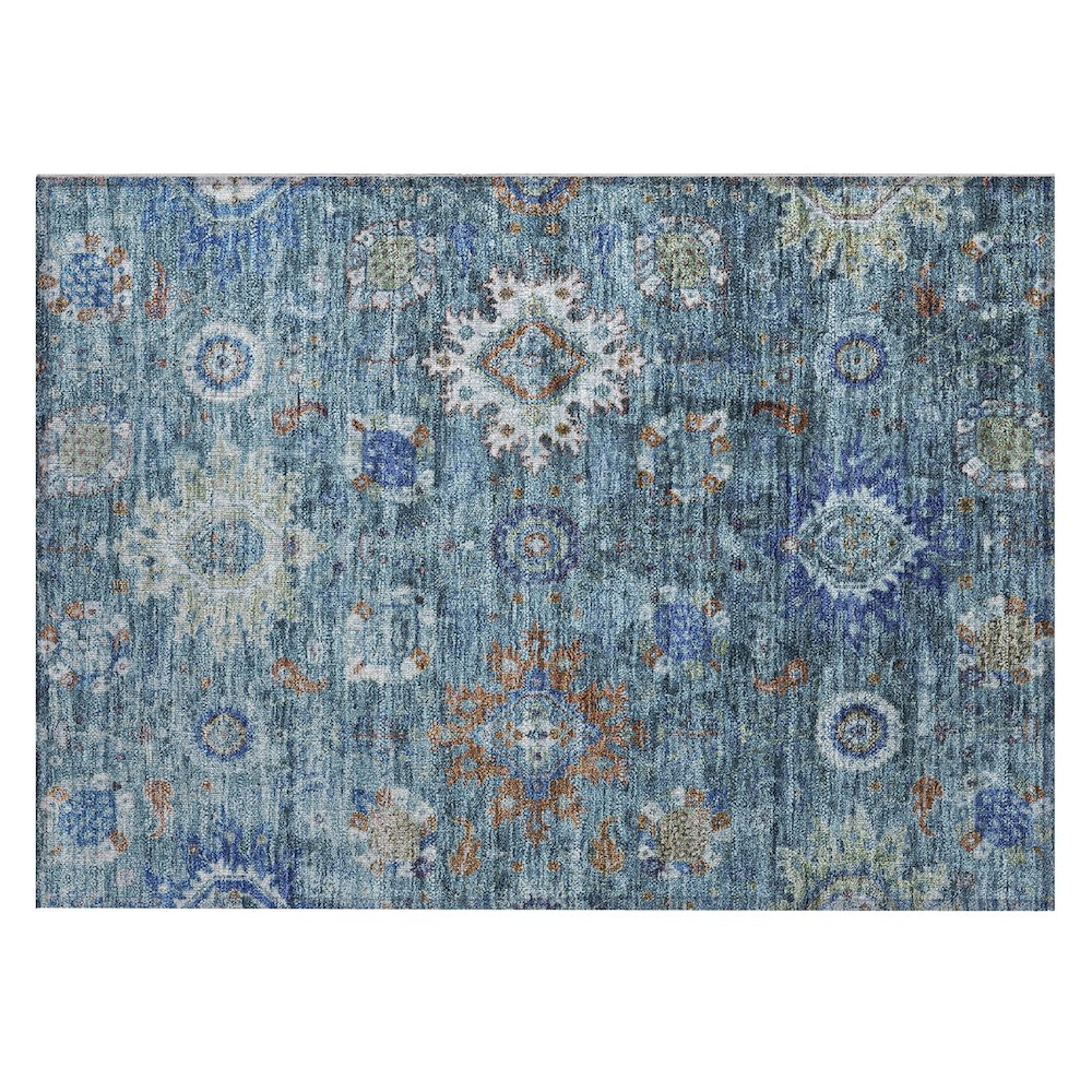 Machine Washable Indoor/Outdoor Chantille Blue 1'8" x 2'6" Rug. Picture 1