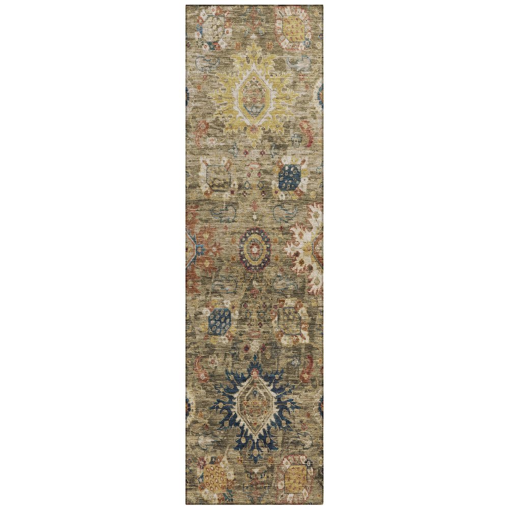 Machine Washable Indoor/Outdoor Chantille Brown 2'3" x 7'6" Runner Rug. Picture 1