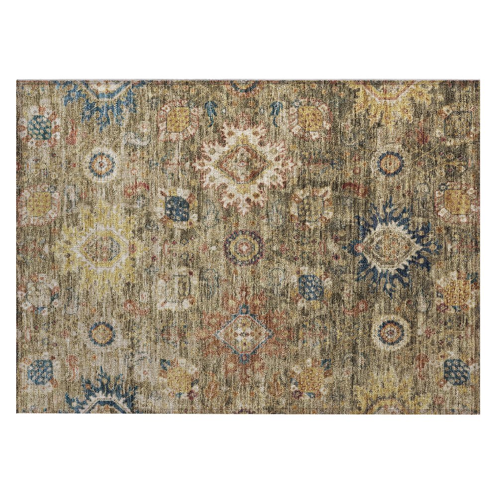 Machine Washable Indoor/Outdoor Chantille Brown 1'8" x 2'6" Rug. Picture 1