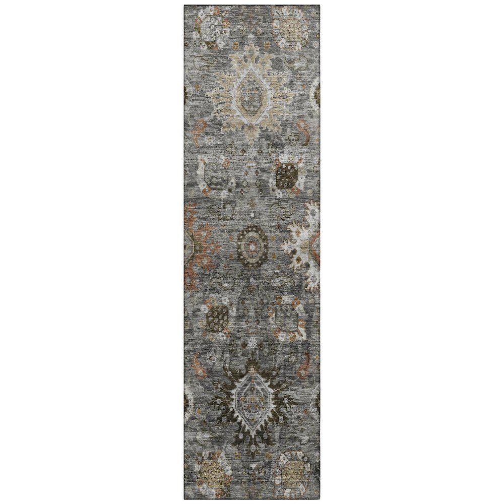 Machine Washable Indoor/Outdoor Chantille Pewter 2'3" x 7'6" Runner Rug. Picture 1