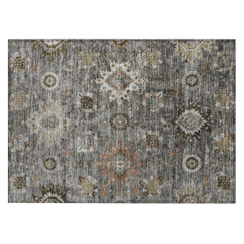 Machine Washable Indoor/Outdoor Chantille Pewter 1'8" x 2'6" Rug. Picture 1