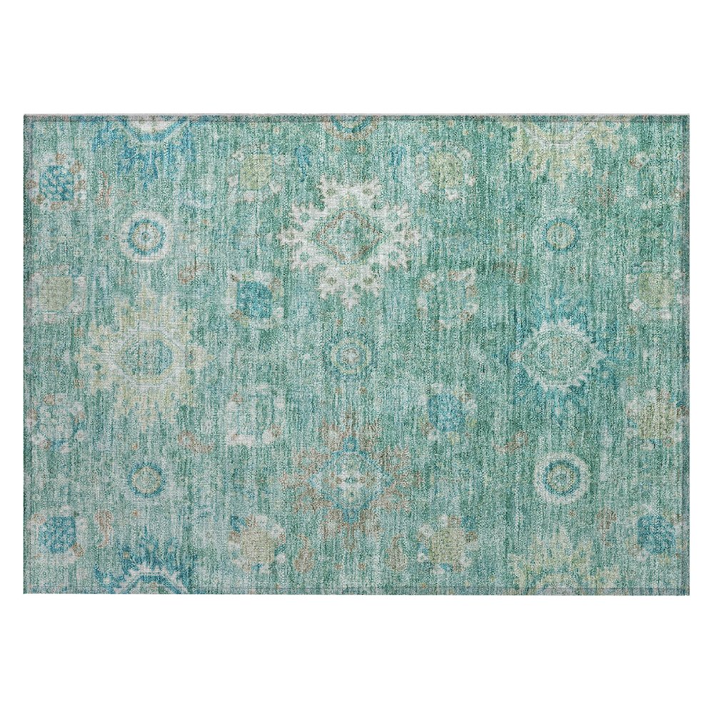 Machine Washable Indoor/Outdoor Chantille Teal 1'8" x 2'6" Rug. Picture 1