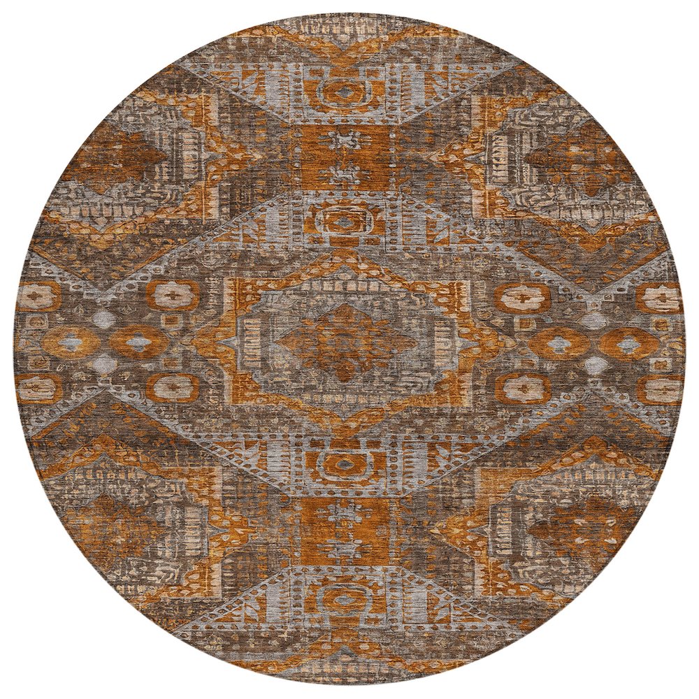 Machine Washable Indoor/Outdoor Chantille Copper 8' x 8' Round Rug. Picture 1