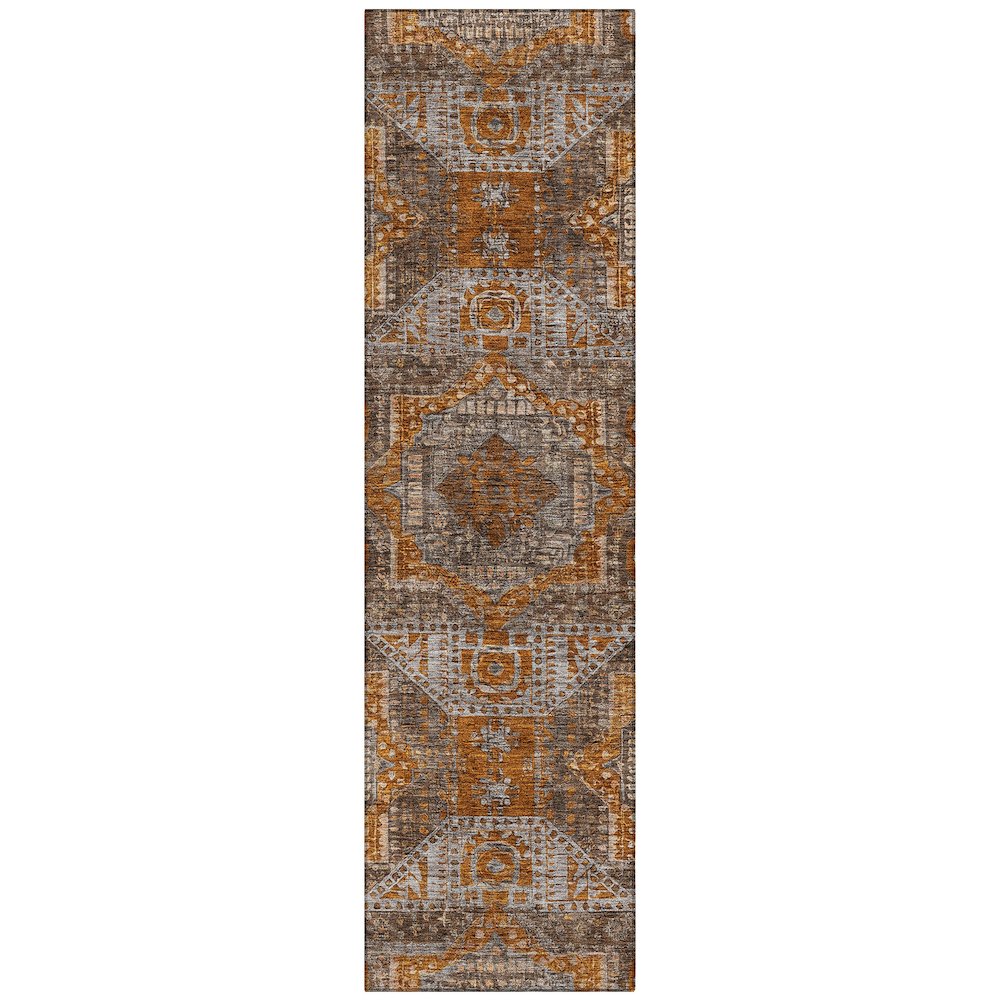 Machine Washable Indoor/Outdoor Chantille Copper 2'3" x 7'6" Runner Rug. Picture 1