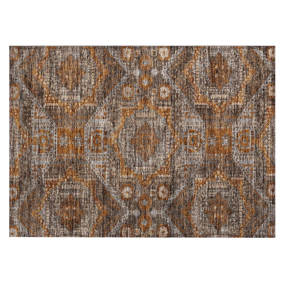 Machine Washable Indoor/Outdoor Chantille Copper 1'8" x 2'6" Rug. Picture 1