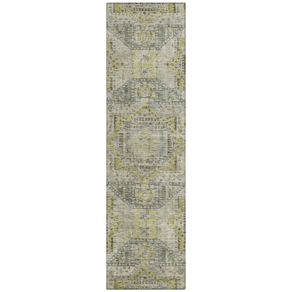 Machine Washable Indoor/Outdoor Chantille Khaki 2'3" x 7'6" Runner Rug. Picture 1