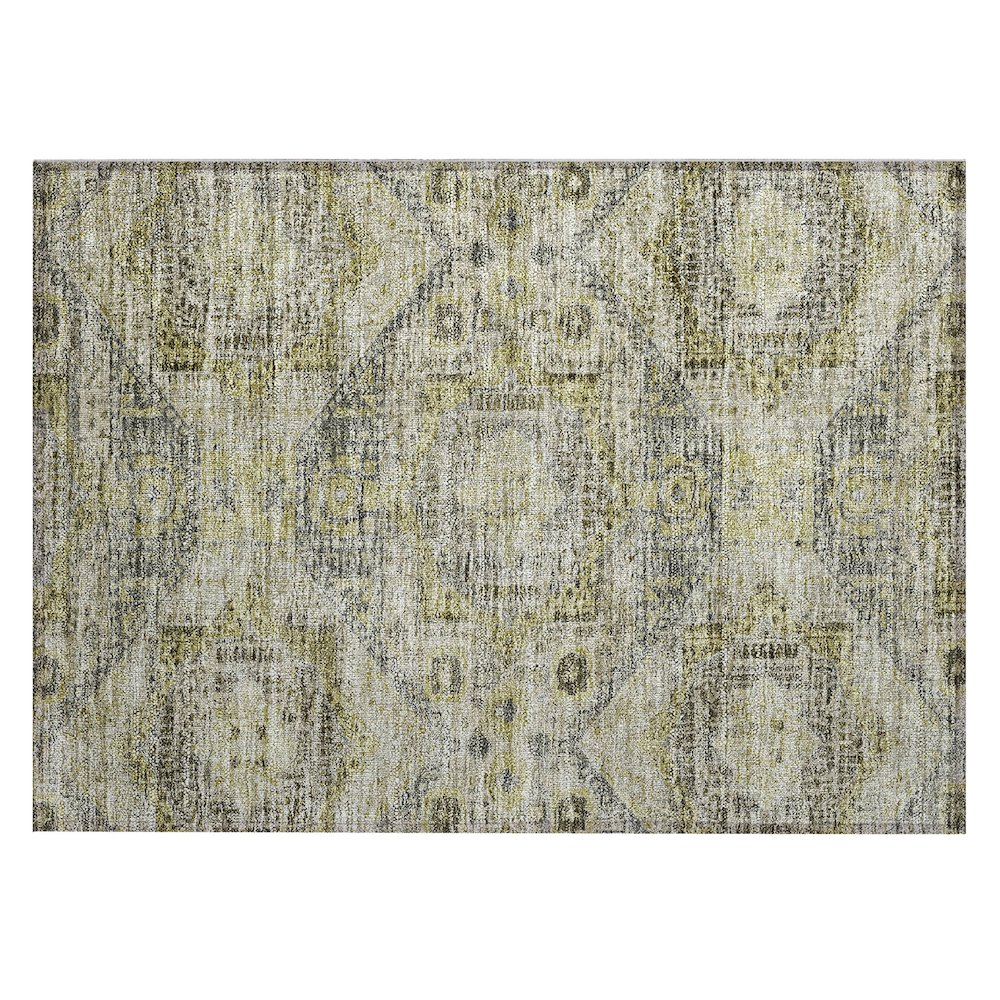 Machine Washable Indoor/Outdoor Chantille Khaki 1'8" x 2'6" Rug. Picture 1