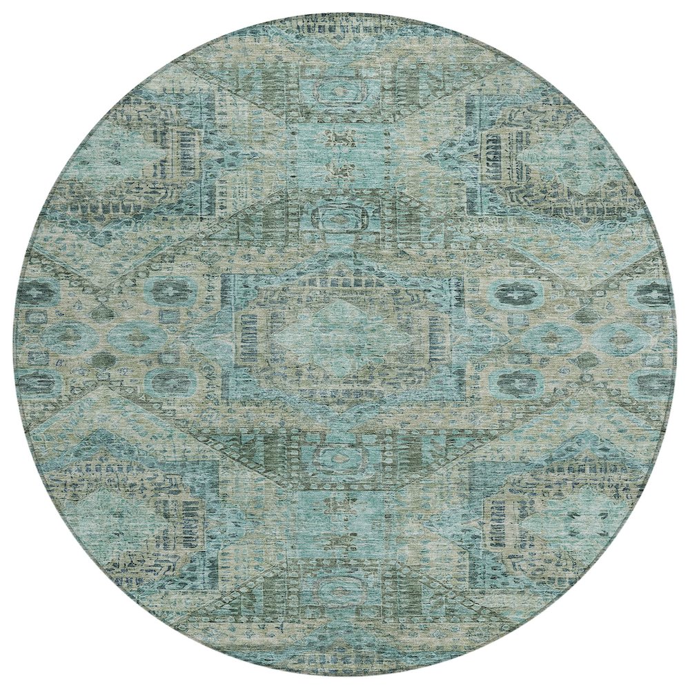 Machine Washable Indoor/Outdoor Chantille Sage 8' x 8' Round Rug. Picture 1