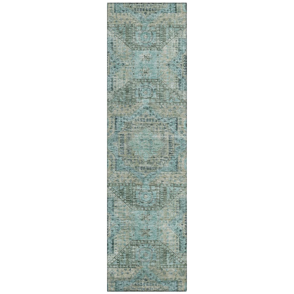 Machine Washable Indoor/Outdoor Chantille Sage 2'3" x 7'6" Runner Rug. Picture 1