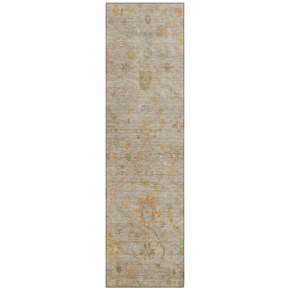 Machine Washable Indoor/Outdoor Chantille Beige 2'3" x 7'6" Runner Rug. Picture 1