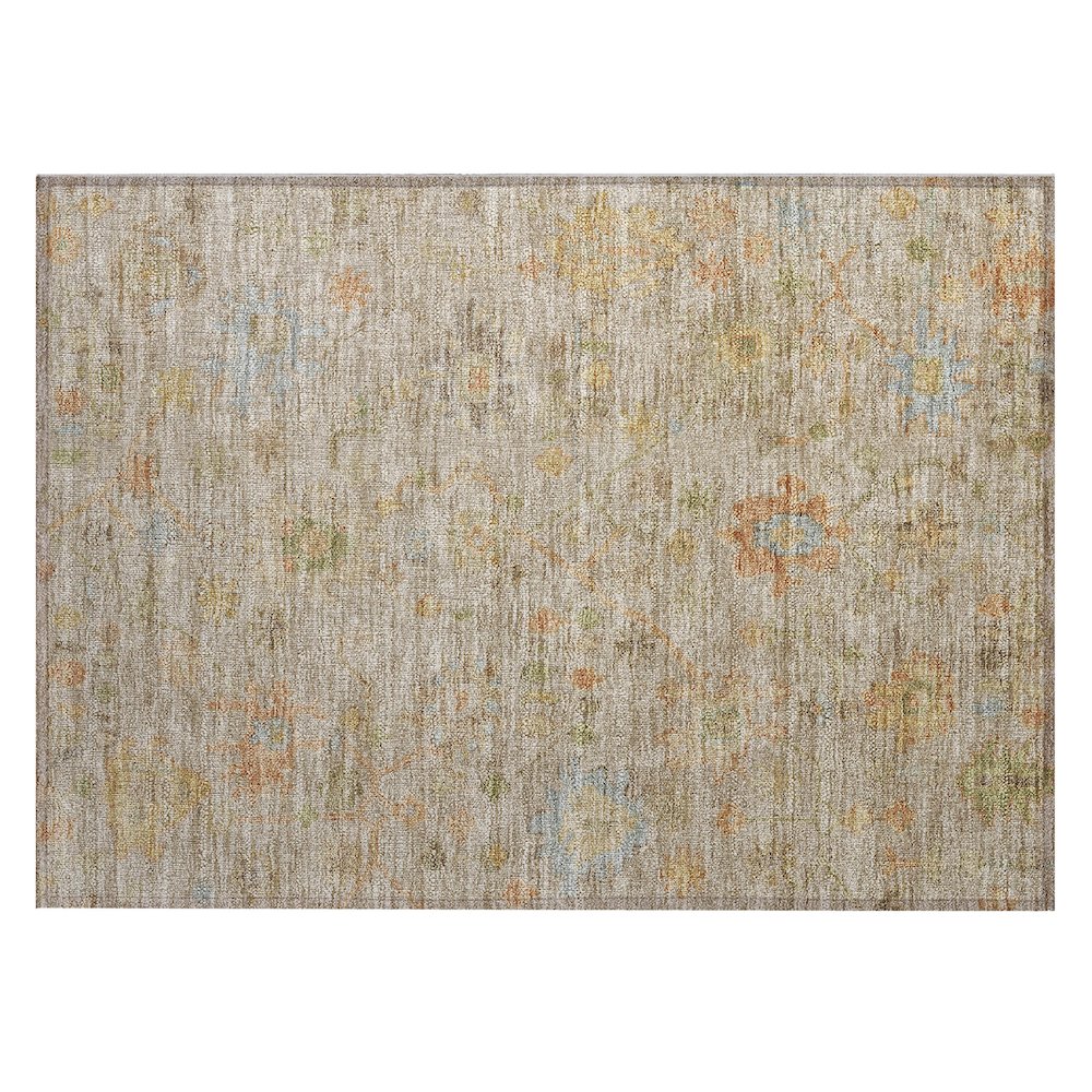 Machine Washable Indoor/Outdoor Chantille Beige 1'8" x 2'6" Rug. Picture 1