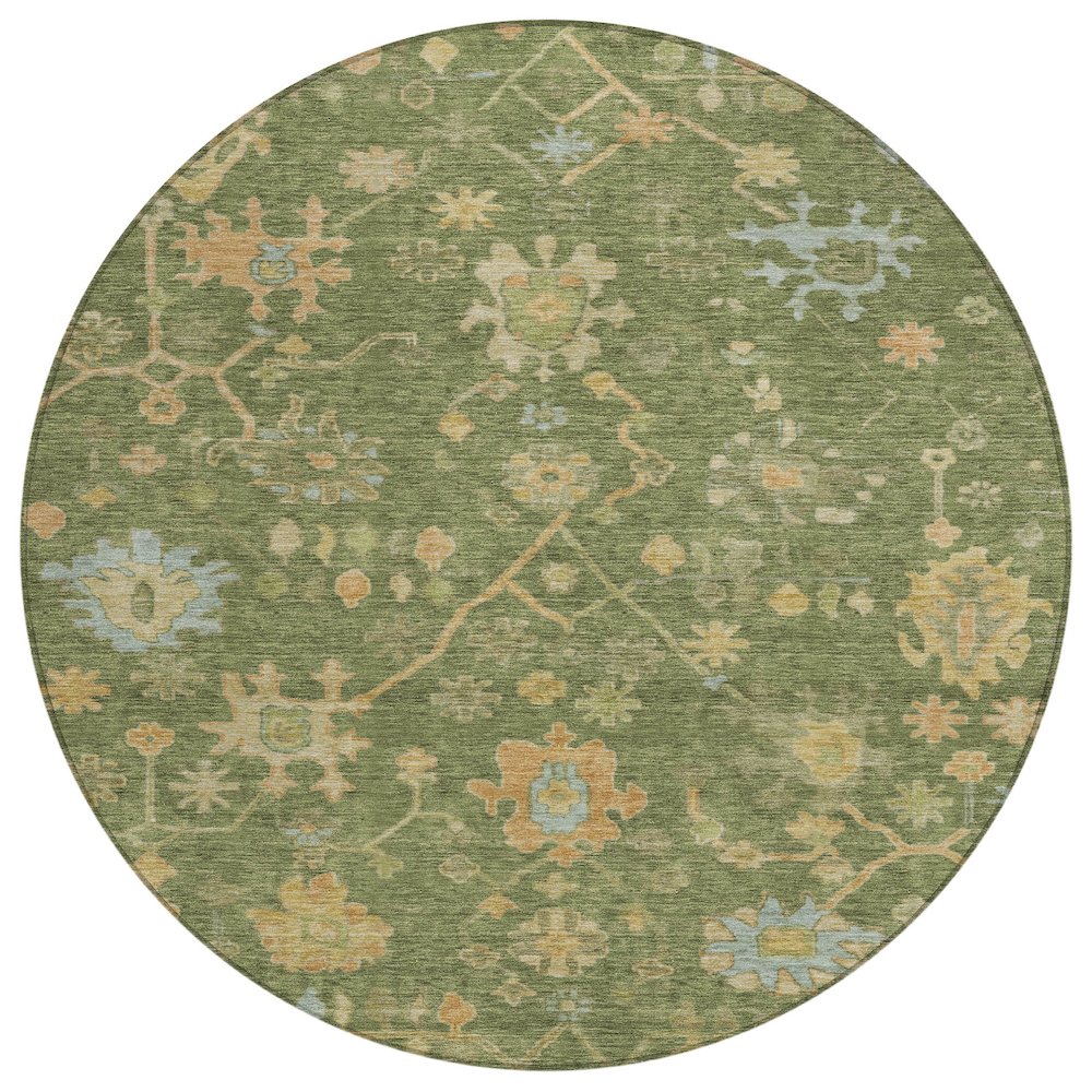Machine Washable Indoor/Outdoor Chantille Fern 8' x 8' Round Rug. Picture 1