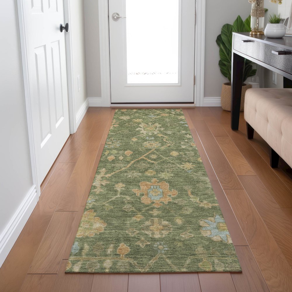 Machine Washable Indoor/Outdoor Chantille Fern 2'3" x 7'6" Runner Rug. Picture 5