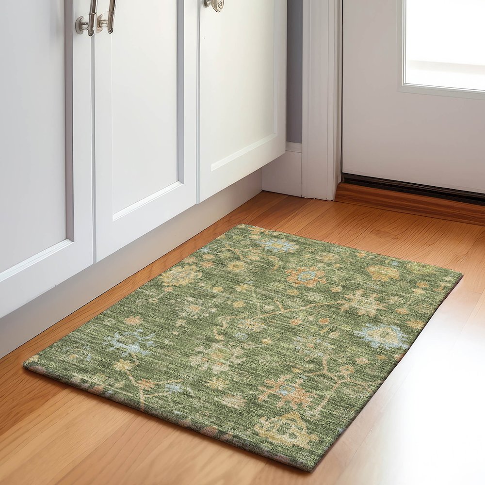 Machine Washable Indoor/Outdoor Chantille Fern 1'8" x 2'6" Rug. Picture 5