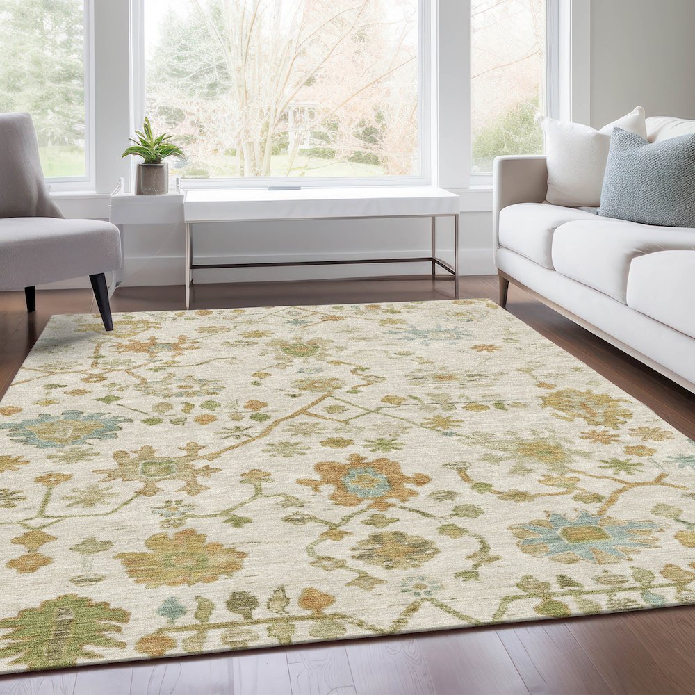 Machine Washable Indoor/Outdoor Chantille Ivory 2'6" x 3'10" Rug. Picture 6