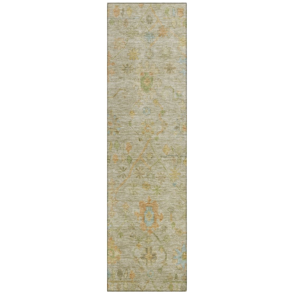 Machine Washable Indoor/Outdoor Chantille Khaki 2'3" x 7'6" Runner Rug. Picture 1