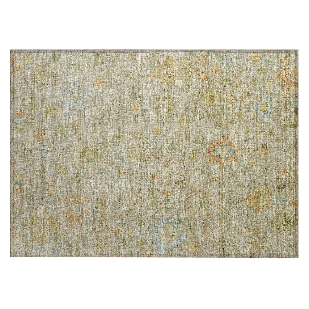 Machine Washable Indoor/Outdoor Chantille Khaki 1'8" x 2'6" Rug. Picture 1