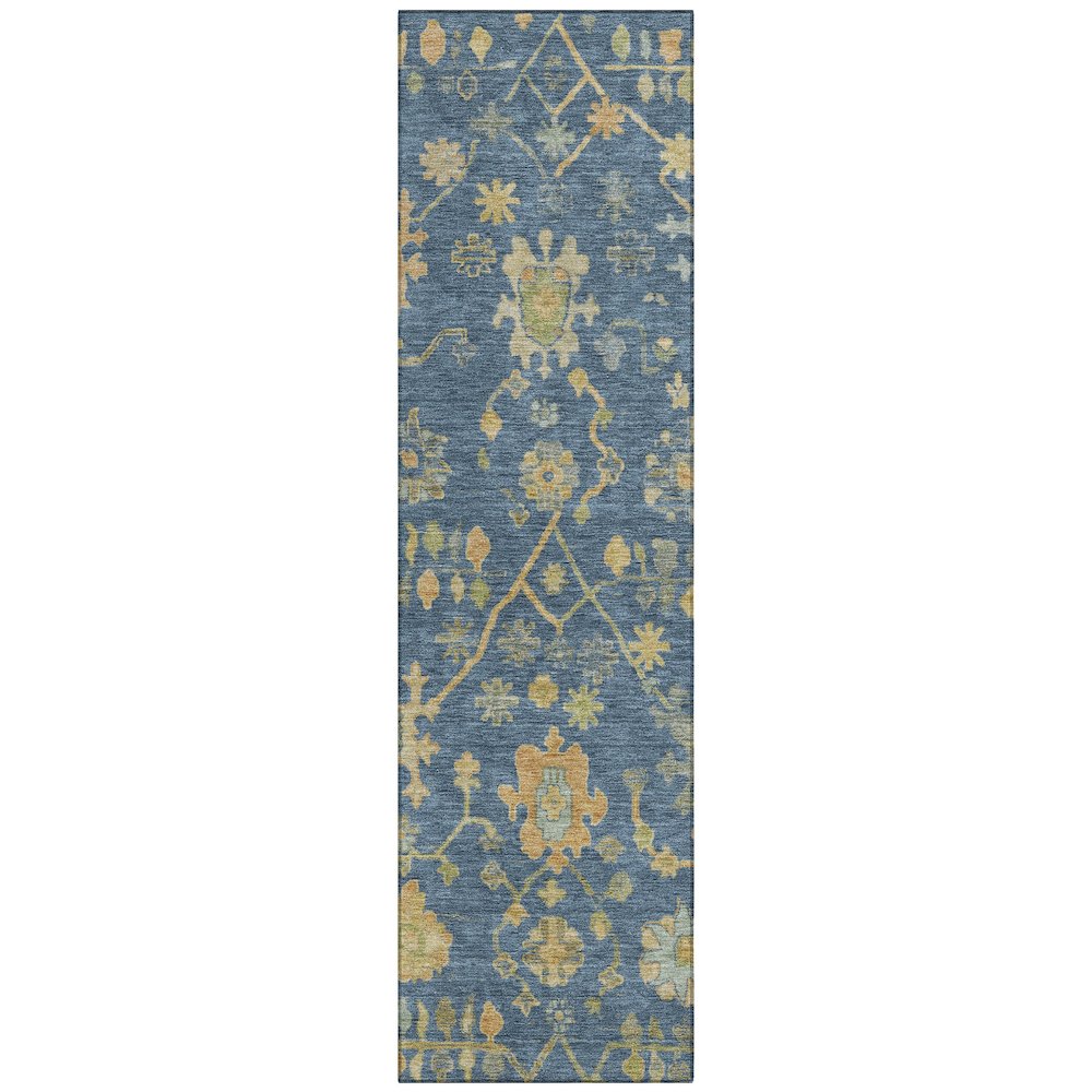 Machine Washable Indoor/Outdoor Chantille Navy 2'3" x 7'6" Runner Rug. Picture 1