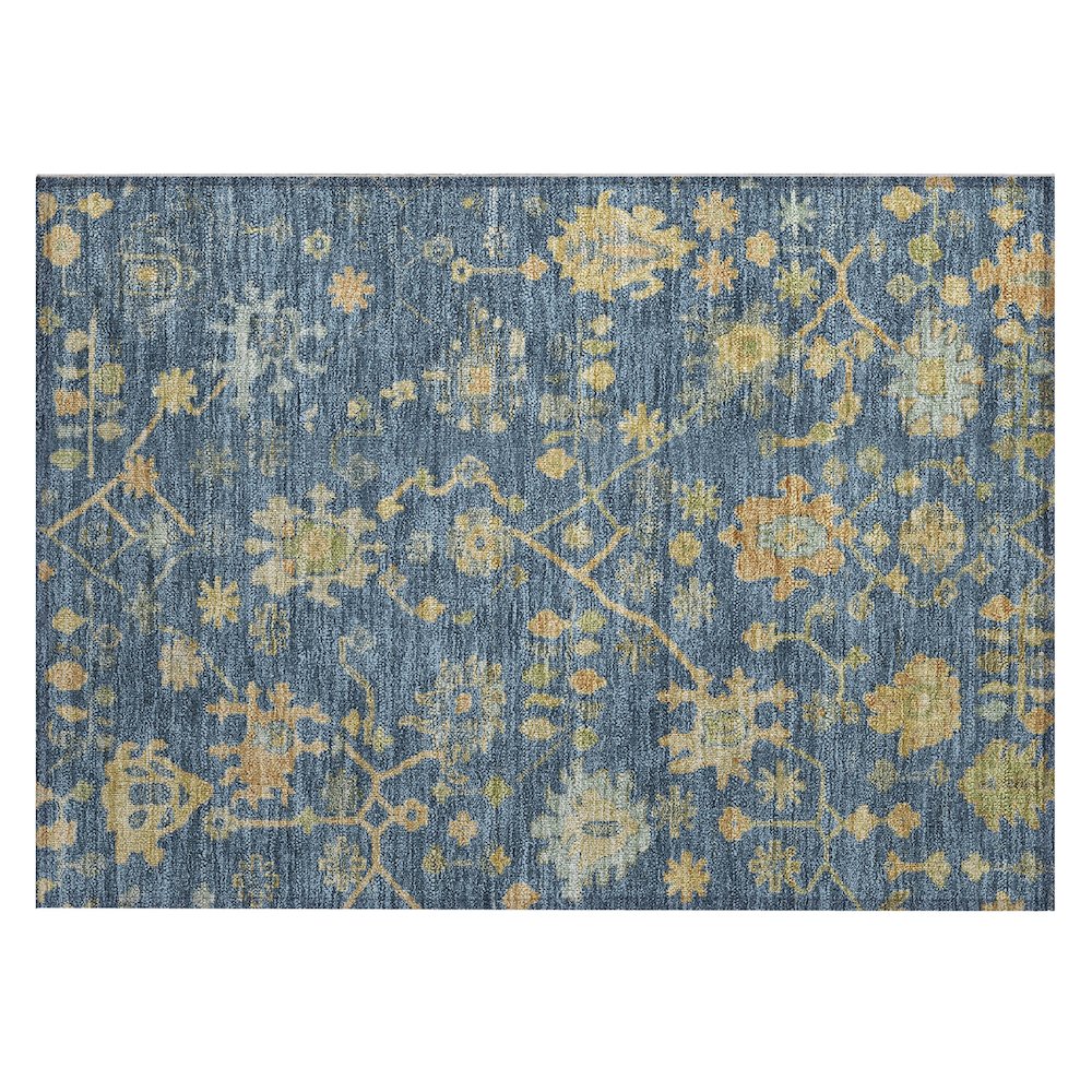 Machine Washable Indoor/Outdoor Chantille Navy 1'8" x 2'6" Rug. Picture 1