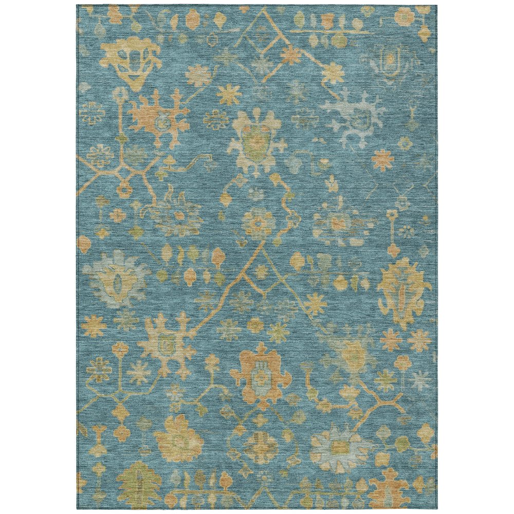 Machine Washable Indoor/Outdoor Chantille Teal 2'6" x 3'10" Rug. Picture 1