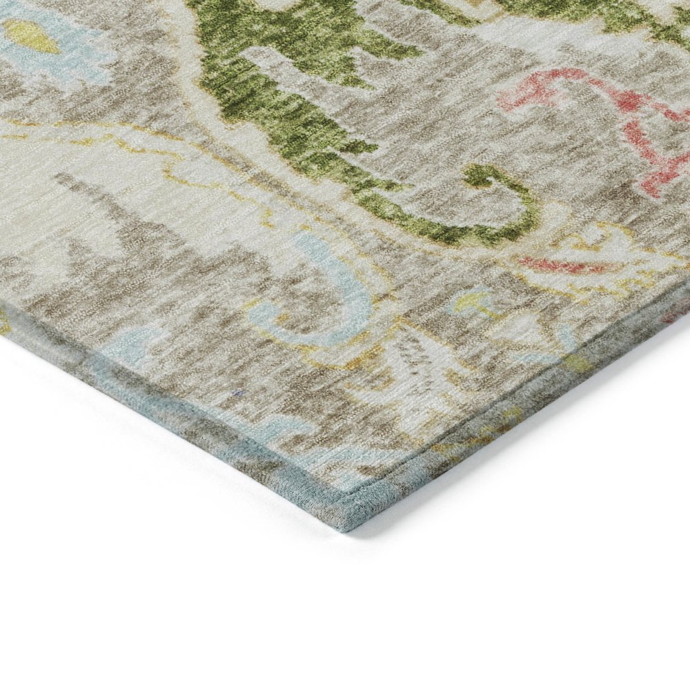 Machine Washable Indoor/Outdoor Chantille Beige 1'8" x 2'6" Rug. Picture 3